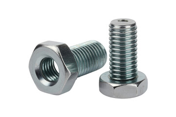 Steel Bolts in Industrial Style with Bright Metallic Finish on White Background for Hardware