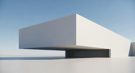 White architectural structure against a blue sky, showcasing minimalist design and clean lines, representing modern architecture or abstract art, ideal for design or real estate concepts