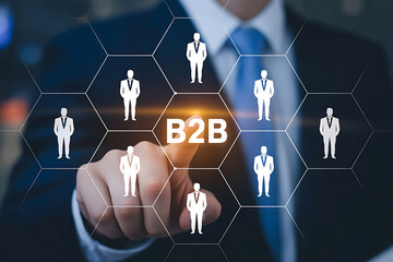 Businessman interacting with b2b network