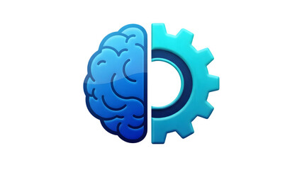 Innovative technology and artificial intelligence concept with brain and gear