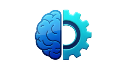 Innovative technology and artificial intelligence concept with brain and gear