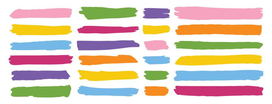 Hand drawn colored underline strokes grunge style decorative design