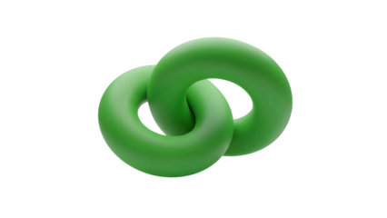 Green interconnected rings on black background symbolizing unity