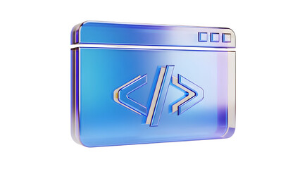 Shiny blue coding symbol on sleek interface background