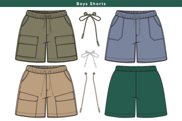Boys Shorts Vector Flat Drawing