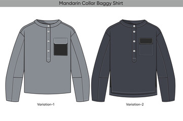 Mandarin Collar Baggy Shirt
