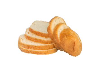 Sliced white bread loaf isolated on white background.