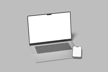 Laptop and Phone Screen Blank Mockup