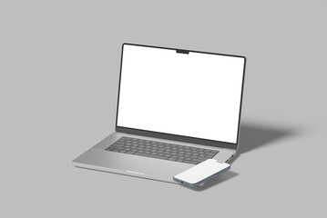 Laptop and Phone Screen Blank Mockup