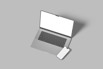 Laptop and Phone Screen Blank Mockup