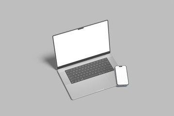 Laptop and Phone Screen Blank Mockup