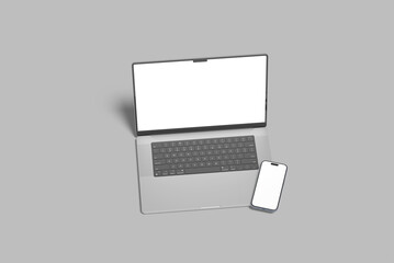 Laptop and Phone Screen Blank Mockup