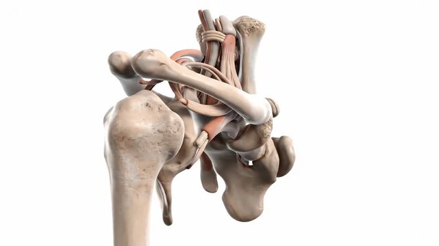 Detailed 3D CGI Octane Render of Human Shoulder Anatomy with Ligaments and Tendons