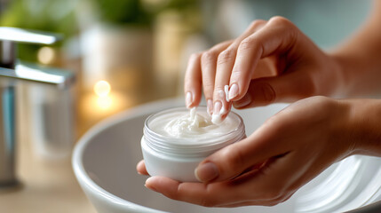 Self-care visual routine, faceless hand squeezing white toothpaste, swirl over sink, dental hygiene, morning ritual, with copy space