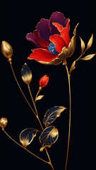 妖艶な赤い花　AI生成素材