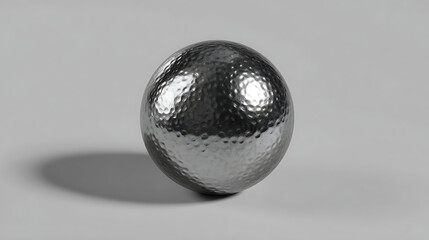 Textured Metallic Sphere on Gray Background hammered