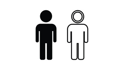 A simple graphic illustration depicting two human figures one solid black and another outlined in white standing side by side