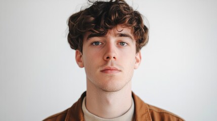 Fototapeta premium young white man looking at the camera generative ai