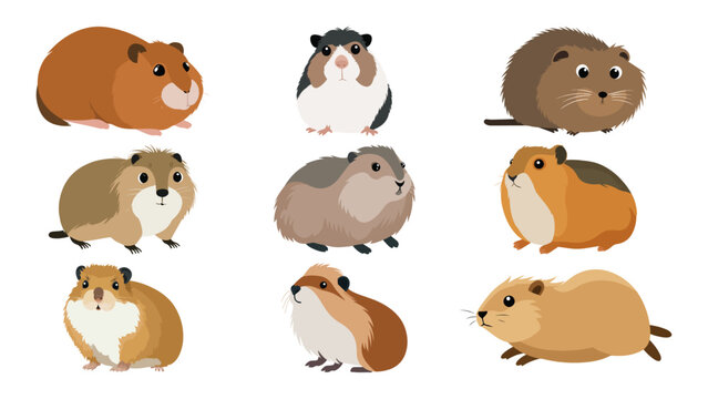 lemming mammal rodent small burrowing Flat Vector Illustration on Transparent Background