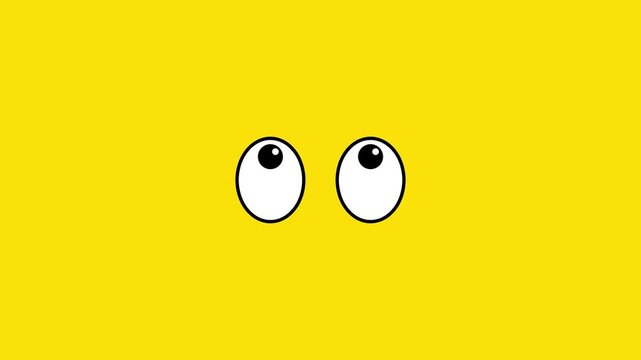 Minimalist Cartoon Eyes Looking Left Right Motion Graphic 4K Seamless Loop