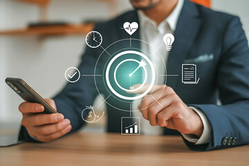 Businessman interacting with digital interface