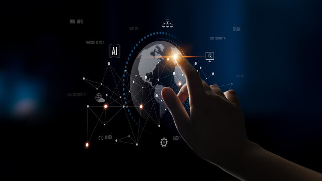 Global AI network showing connection between AI, global, and network elements across the digital world and data infrastructure Latch - Powered by Adobe