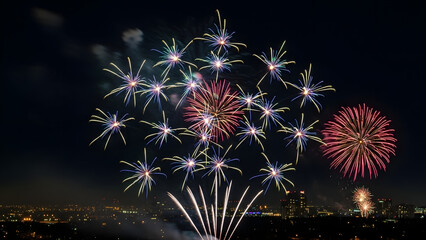 Vibrant night sky fireworks display