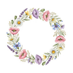 Obraz premium Delicate floral wreath isolated on transparent background