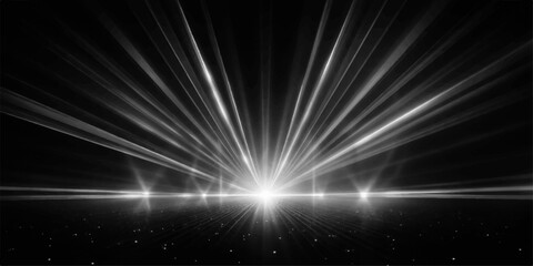 Fototapeta premium Glowing blue abstract background featuring bright energy rays and a cosmic star burst effect with a flash of light in the dark night sky space design
