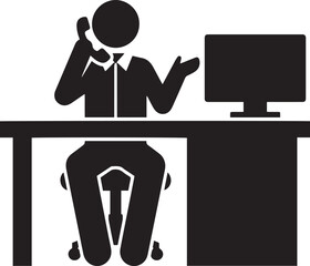 Businessman working on laptop vector illustration
