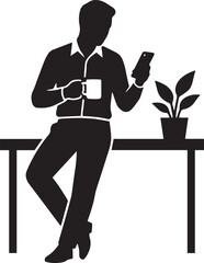 Silhouette of a man holding a rose vector illustration