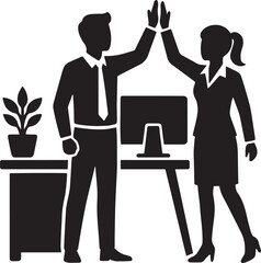 Businessman and businesswoman working with laptop vector illustration