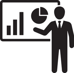 Businessman presenting a chart in a vector illustration for office success concept