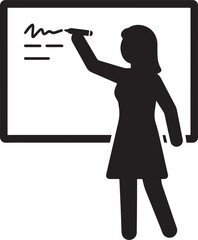 business woman silhouette holding blank board