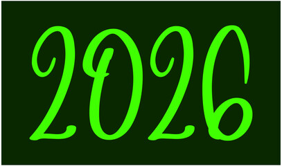 2026 Happy New Year Abstract Design Green Color Logo Symbol Vector Illustration Background