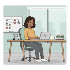 Woman Working on a Laptop