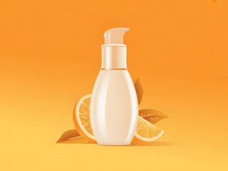 Vitamin c orange extract lotion bottle mockup on a vibrant orange background