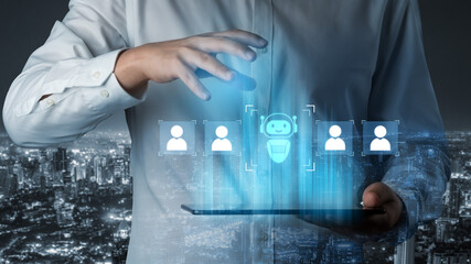 AI is selected to replace human employees, illustrating automation and workforce transformation...