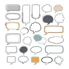 Versatile Hand-Drawn Speech and Thought Bubbles Vector Collection Doodle Frames for Dynamic Communication and Dialog Design Elements