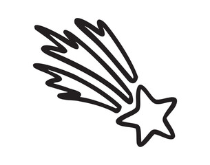 Obraz premium Shooting star, cute celestial doodle, line art outline contour, monochrome, hand drawn