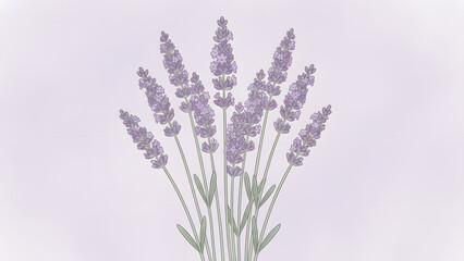 AI GENERATED ILLUSTRATION - Lavender flowers in cute soft pastel colors