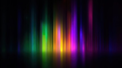 Colors blend together in a dark space creating vertical lines of light. This scene captures movement and energy in an artistic representation. The light shifts in hue and intensity.