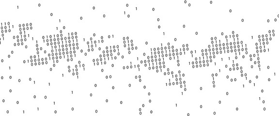 Technology stream binary code. Digital illustration. White matrix background. Programming, coding, hacking and encryption. © abd