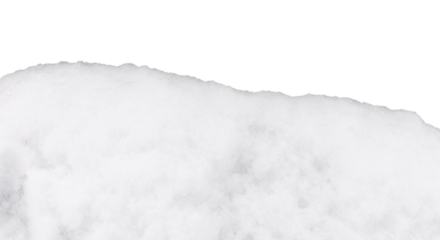 This snow is isolated on a transparent background. It shows a soft, fluffy layer of snow that can be used in designs for winter themes or seasonal events