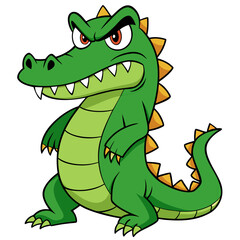 Fototapeta premium Cartoon crocodile with aggressive expression and sharp teeth
