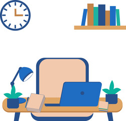 Comfortable workspace illustration. Flat vector illustration of a cozy and ergonomic home office setup