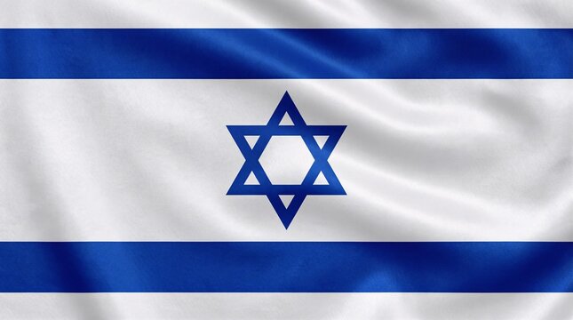 Israel Realistic Waving National Flag Silk Fabric Texture Background