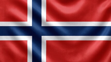Obraz premium Realistic Waving Norway National Flag Silk Fabric Texture Background
