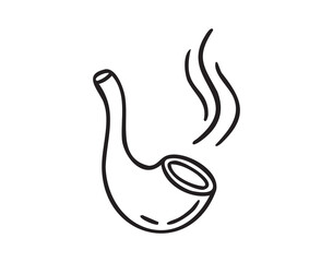 Fototapeta premium smoking pipe with smoke, hand drawn doodle, line art, monochrome, hand drawn