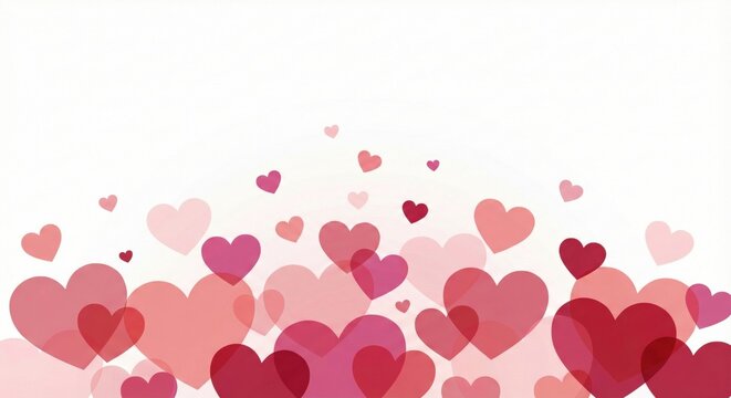 Vibrant pink and red hearts on white background for love concepts - Powered by Adobe